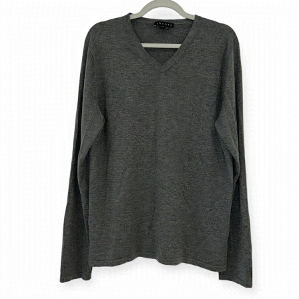 THEORY light gray Cashmere and Silk Timothy Silkcash sweater with patch elbows